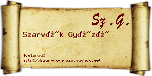 Szarvák Győző névjegykártya